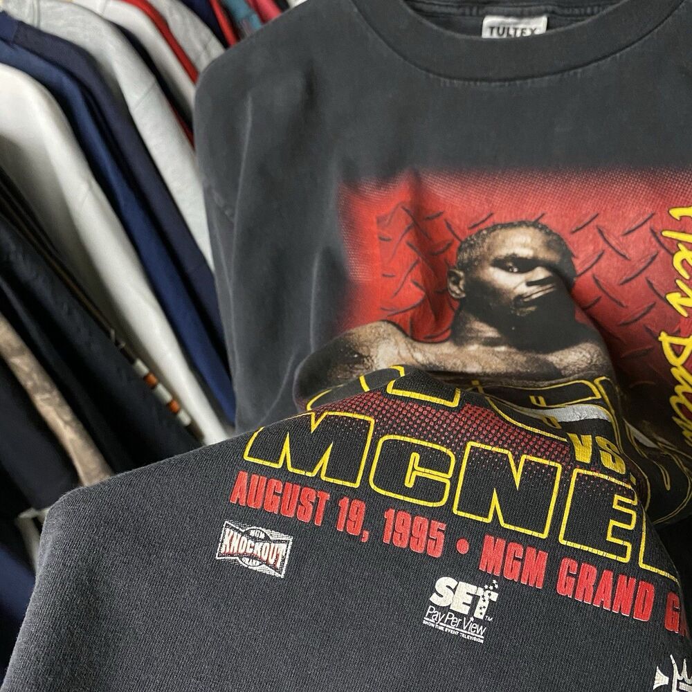 Vintage 1995 Mike Tyson vs. McNeeley He's Back Vegas Boxing Tee Black Men's XL - Picture 6 of 13